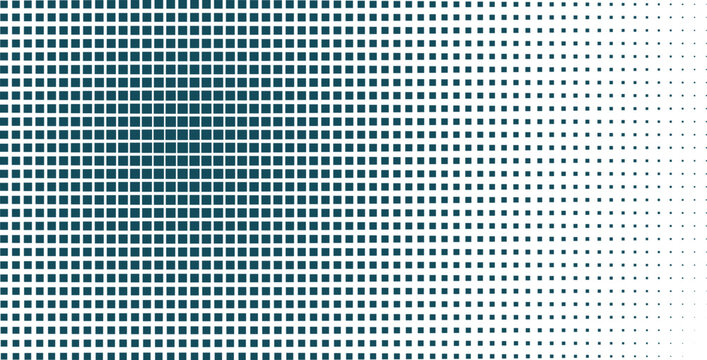 Gradient pattern of small dark blue squares arranged in a dense grid that fades out towards the right side on a white background