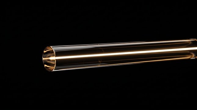 Hollow 3D glass tube glowing along its length