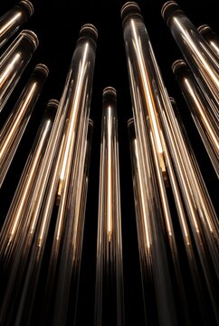 Towering 3D rods rendered against a black void