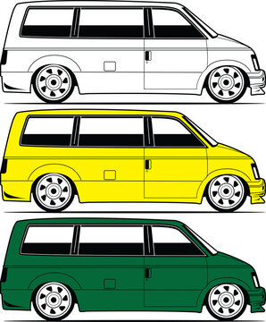 Illustration of a delivery cargo van - transparent PNG format.