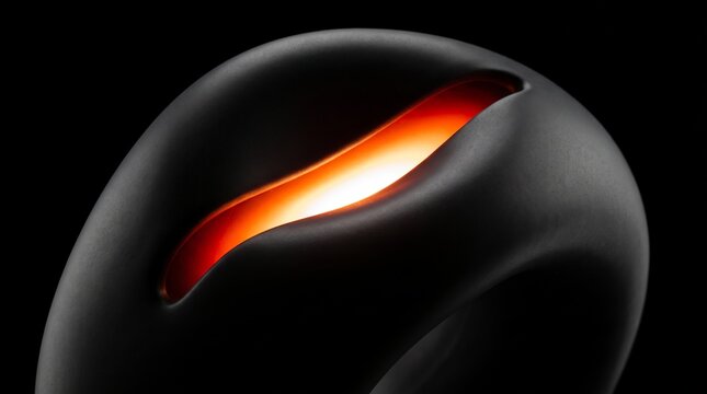 Rounded 3D pebble glowing through a slit