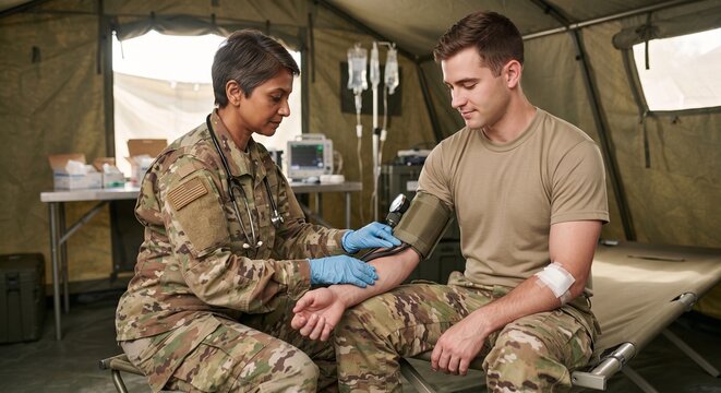 Military Doctor Examining Service Member
