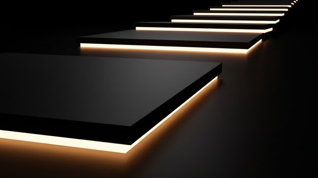 Stacked 3D blocks glowing in warm amber