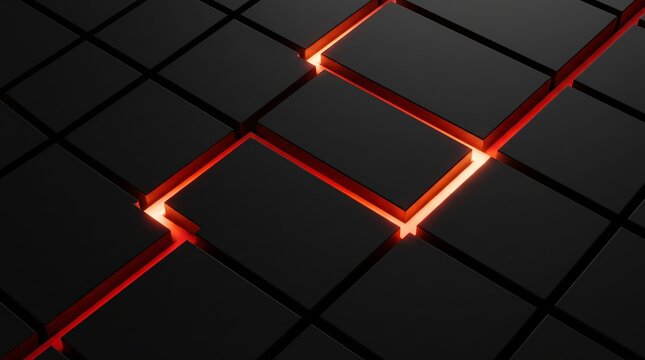 Crossed 3D wafers glowing along red seams