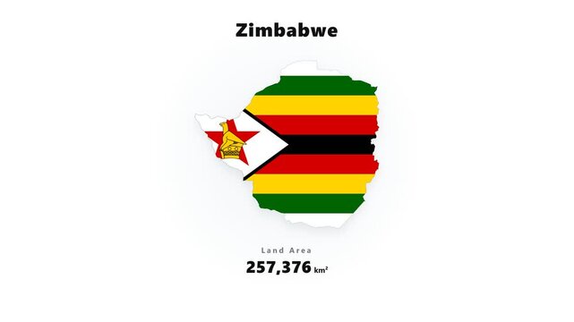 Zimbabwe Country Outline Filled With The National Flag, Showing Its Geographic Shape And Land Area.