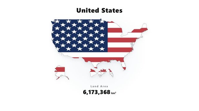 United States Displayed As A Geographic Outline Filled With The American Flag, Representing Its National Territory.