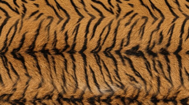Seamless tiger fur pattern texture with black stripes and orange hair