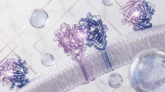 Cell membrane with proteins and lipid bilayer microscopic structure