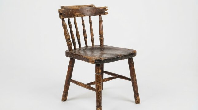 Old weathered wooden chair with rustic patina