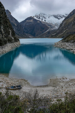 Caraz, Peru - July 17, 2026: Paron Lagoon is a glacial lagoon located in the province of Huaylas in the department of Ancash in Peru.