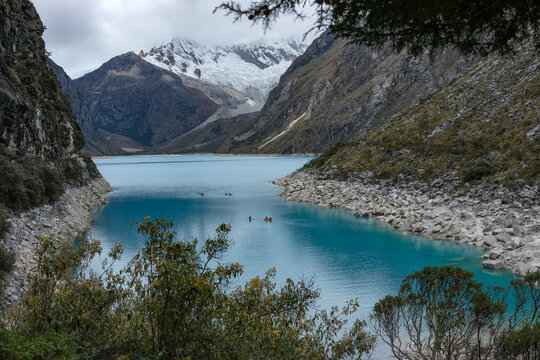 Caraz, Peru - July 17, 2026: Paron Lagoon is a glacial lagoon located in the province of Huaylas in the department of Ancash in Peru.