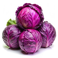 Obraz premium Pile of Purple Cabbage on White Background