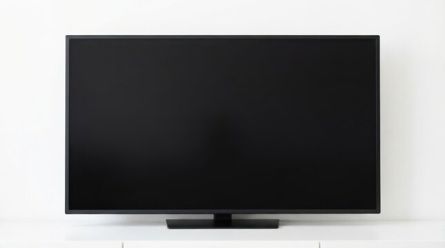 Modern flat screen television with blank black screen