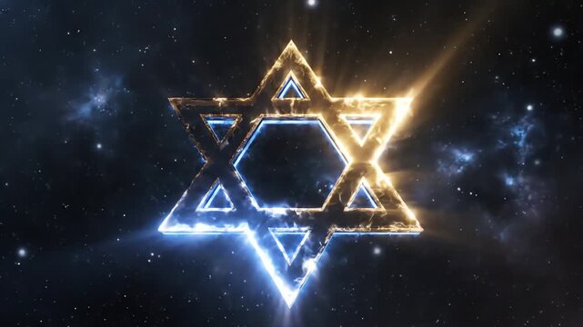 Glowing star of David symbol in space
