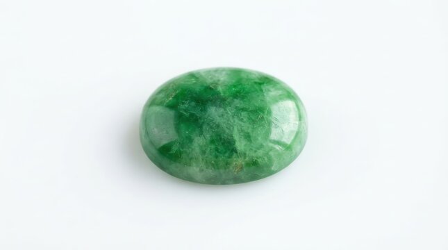 Polished green jade cabochon gemstone