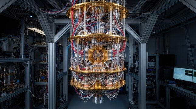 Quantum computer processor with complex wiring in laboratory