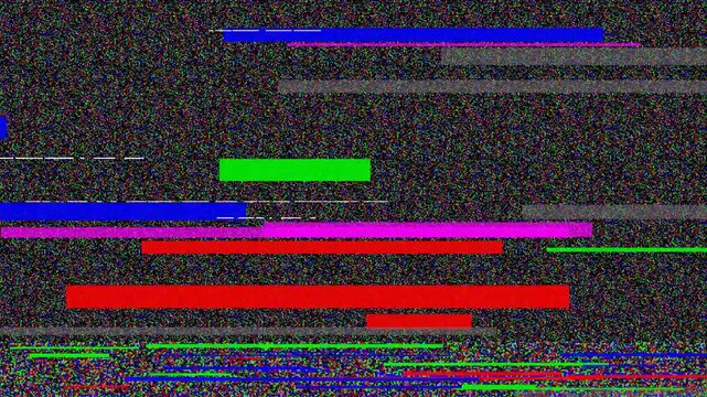 Huge noise and glitch on black background scrambled 4k footage, error tv, hacking footage, television glitch, computer hacking, laptop error and damaged screen.