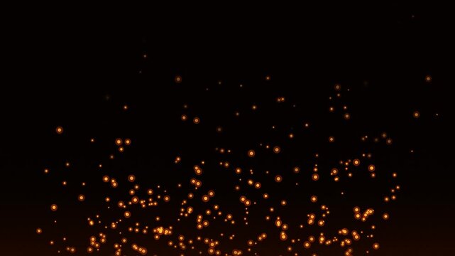 Seamless realistic fire sparks isolated on a black background, capturing dynamic glowing embers for cinematic visual effects and motion graphic overlays.
