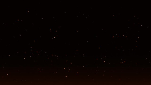 Realistic fire sparks isolated on a black background, capturing magical hot dynamic glowing embers for cinematic visual effects and motion graphic overlays.