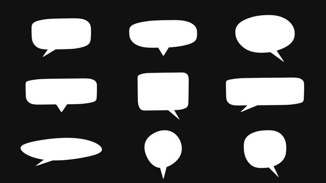 Set of modern dynamic text bubble animation. Dynamic customizable text bubbles in various shapes on transparent background. Perfect for social media posts, presentations, and graphic design projects.
