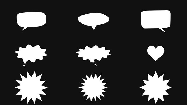 Set of creative dynamic text bubble animation. Dynamic customizable text bubbles in various shapes on transparent background. Perfect for social media posts, presentations, and graphic design