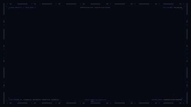Advanced minimal HUD frame background offers black copy space with clean futuristic border lines, tech corner marks, simple interface titles, gaming overlays, software demos, cyber screens, digital te