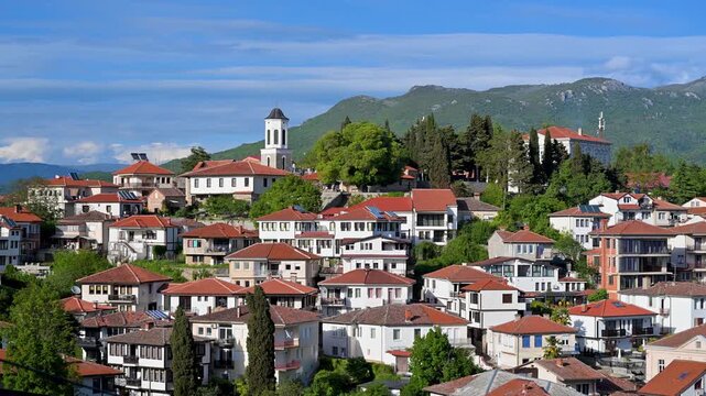 Scenic panoramic view of Ohrid old town in Macedonia