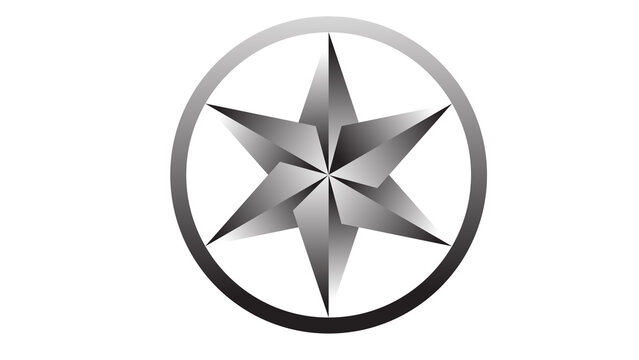 Classic Compass Star Navigation Symbol with Circular Geometric Design for Travel and Adventure