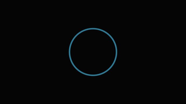 Minimalist blue loading circle animation on 4k black background, for digital interface, progress