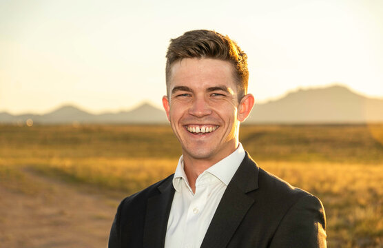 Smiling businessman portrait outdoors