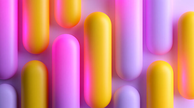 Abstract 3D Colorful Rounded Capsule Geometric Background
