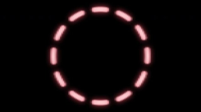 Dashed red glowing CRT screen style spinning circle perfect loop for use with logos, etc. with black background
