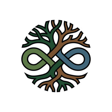 Eco Tree Infinity Logo Symbol for Sustainability and Green Growth.