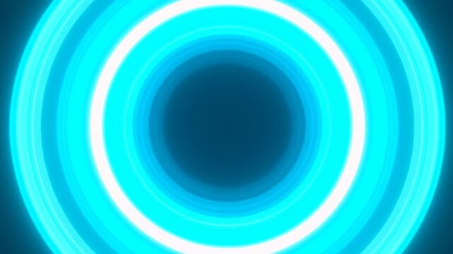 Glowing Blue Concentric Rings Expand Across Dark Background in Abstract Digital Animation