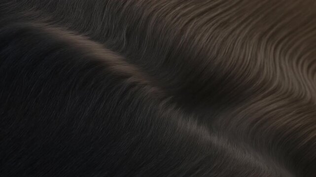 CloseUp of Dark Animal Fur with Brown Strands and Soft Textured Surface