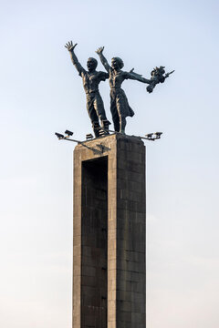 Close-up view of the Selamat Datang Monument in Jakarta