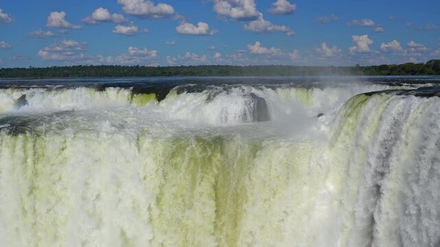 Aerial view of the powerful waterfalls in Argentina and Brazil