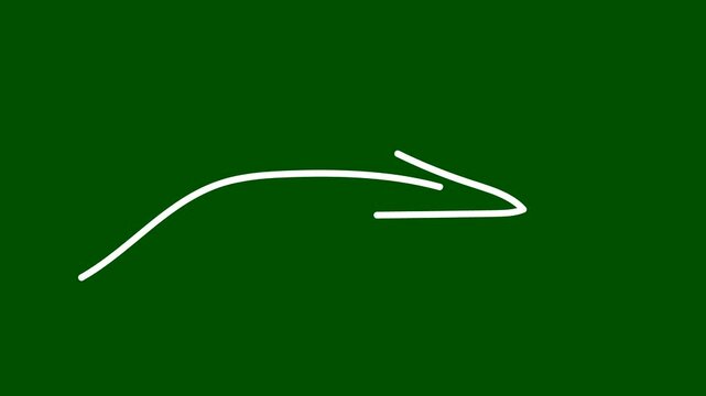 Hand drawn white arrow pointing right on dark green background for navigation design