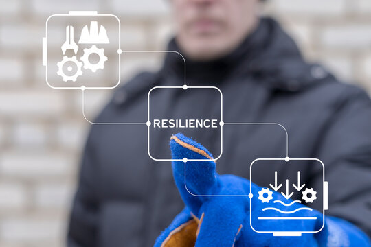 Concept of resilience in industry. Resilient Strength Production. Resilience industrial work.