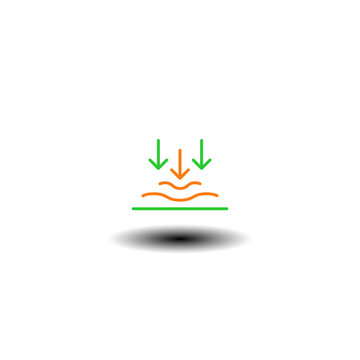 Vector illustration of waves flexible lines with pressure arrows. Symbol of resilience.