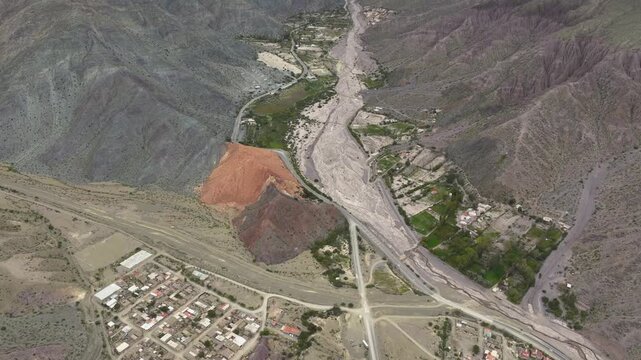 Aerial view of Andean valley near Purmamarca, Argentina