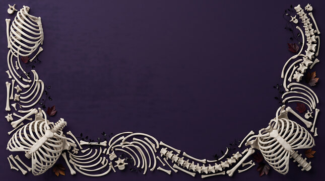 Halloween skeleton wave border seamless vector illustration of spooky bone pattern for decorations