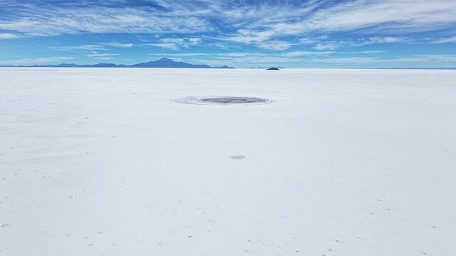 White salt landscape at Salar de Uyuni, Bolivia