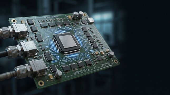 Robotics motor control circuit board with central microchip processor