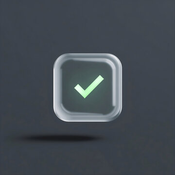 3D glassmorphic notification tooltip icon isolated on dark gray background