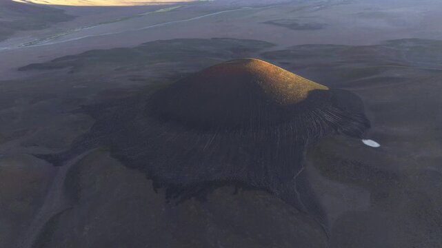 Aerial view of volcanic cone in La Puna, Argentina