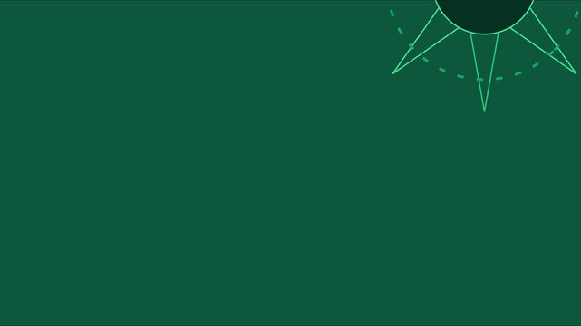 Minimalist compass animation on green 4k background, for navigation and, directional projects