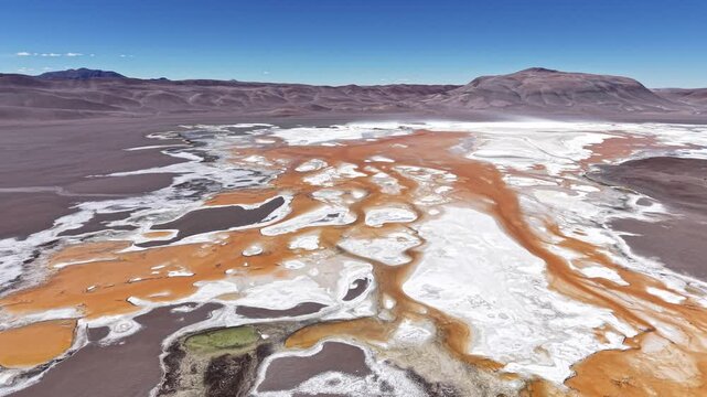 Aerial Salt lagoon in the Atacama highland desert