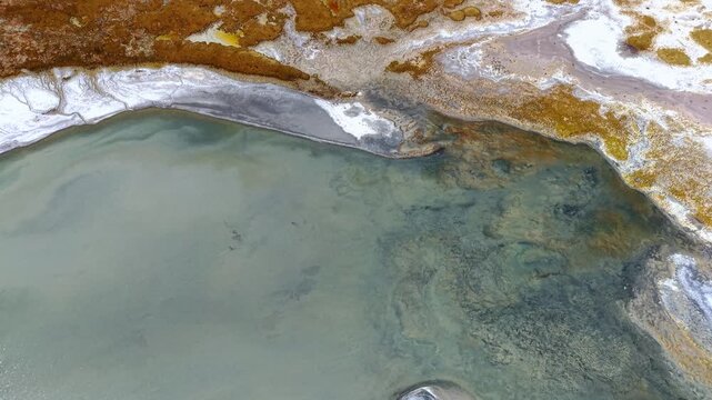 Aerial salt lagoon in the Atacama salt flats, Chile