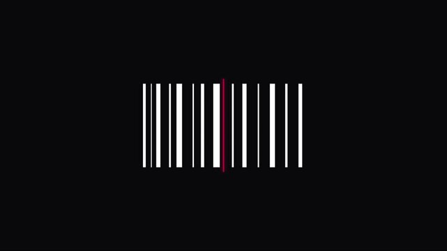 Digital barcode scanner animation with scanning red line effect for retail and inventory technology concepts 4k